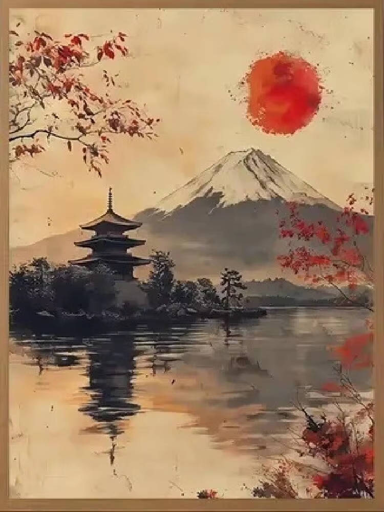 Japanese Lifestyle Movie - Olieverfschilderij op nummer Japanse stijl rode